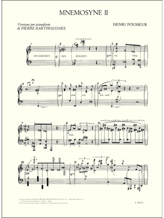 Mnémosyne 2 - Henri Pousseur - Partition - Piano